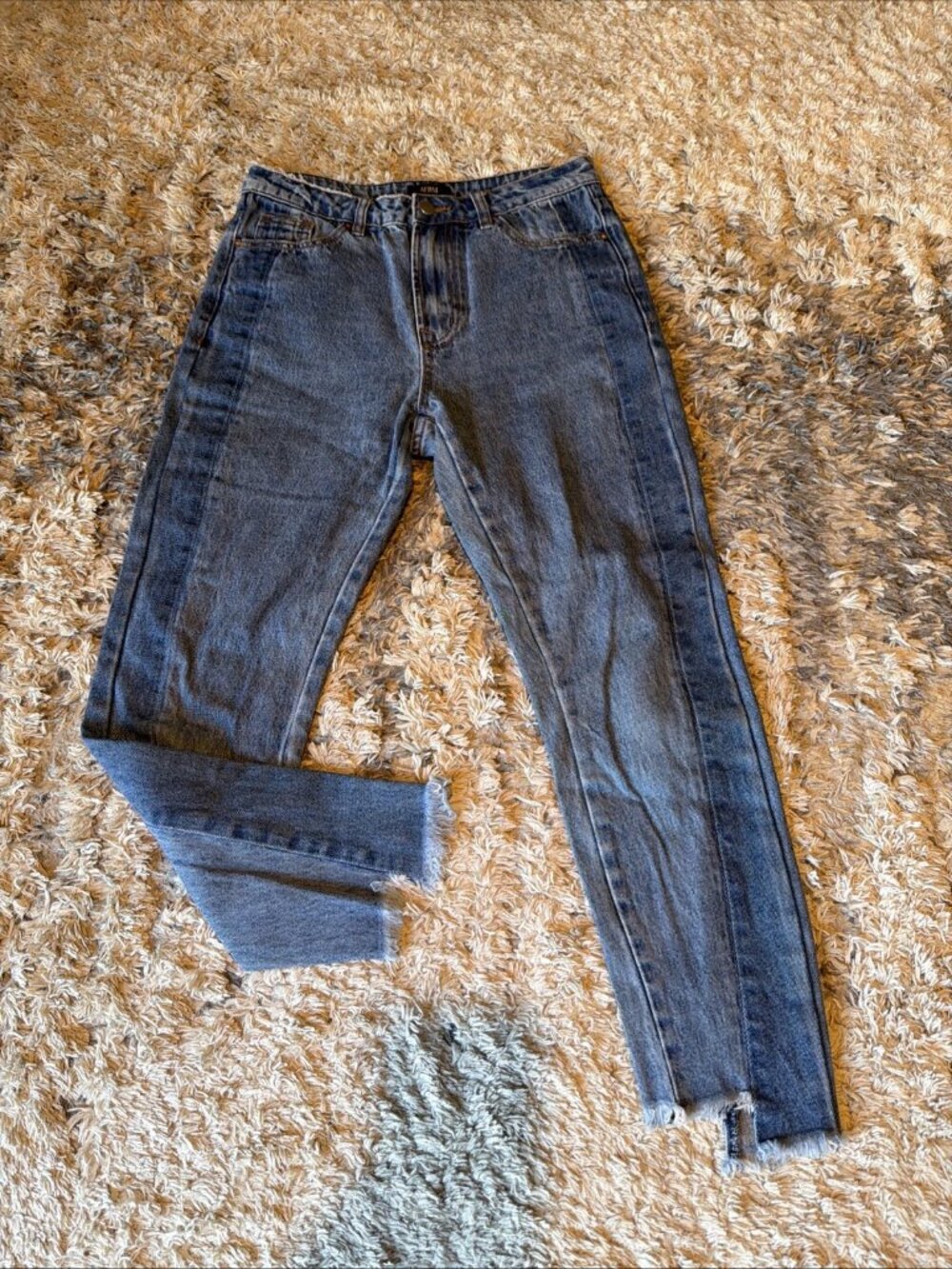 AFRM Raw Hem Two Tone Denim Skinny Asymmetric Fitted Women’s 27